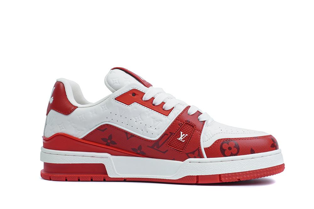 Pkgod Louis Vuitton Trainer White Red Monogram retail materials ready to ship